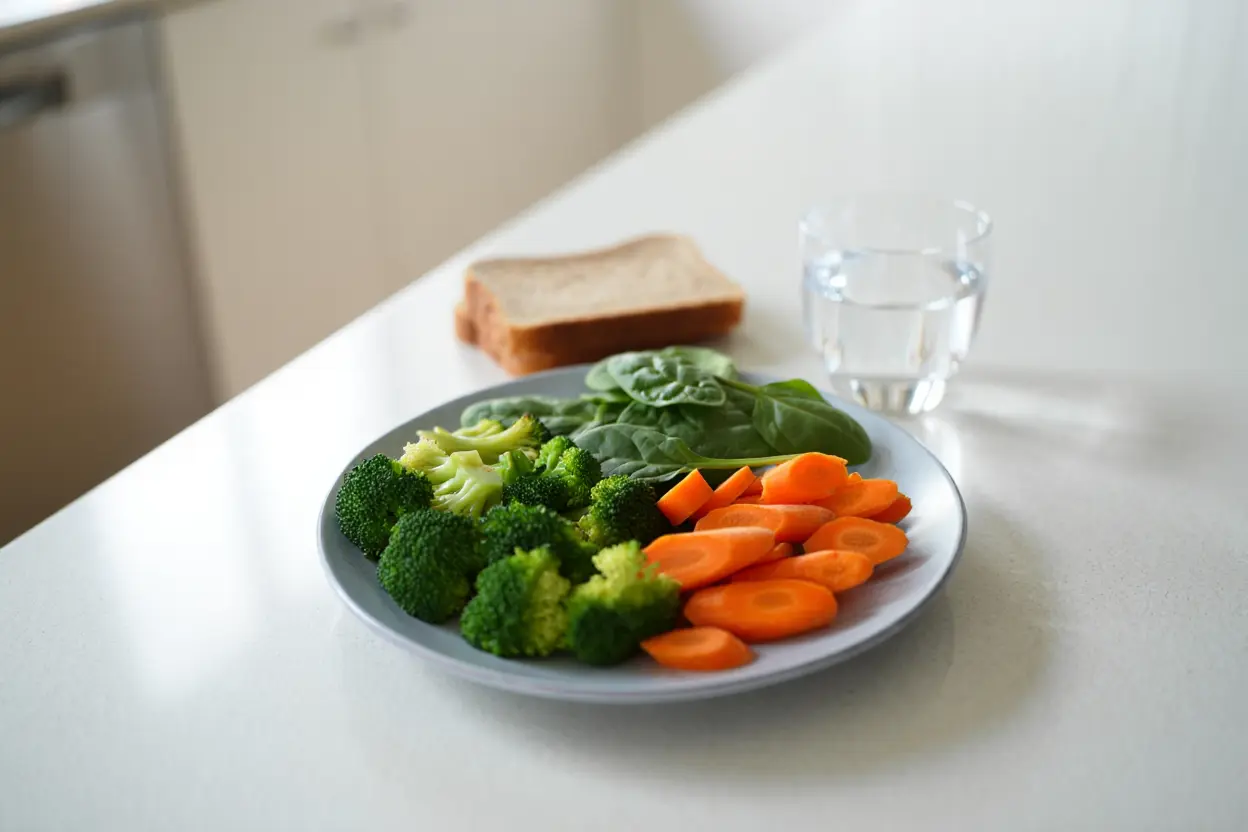 Herzgesunde Mahlzeit mit Gemüse und Vollkornprodukten