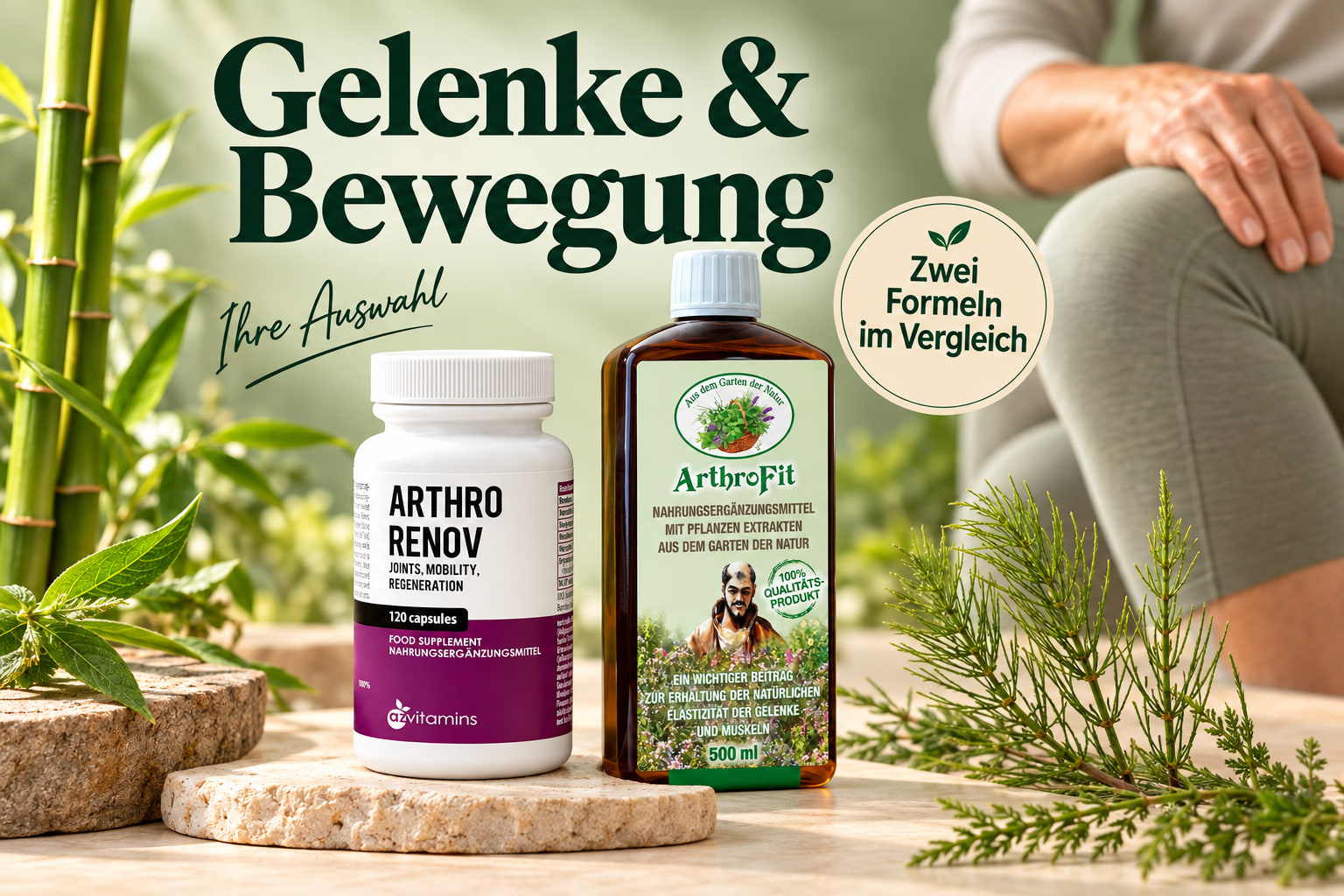 Gelenke & Bewegung: Arthro’Renov und ArthroFit mit Pflanzen. Zwei Formeln im Vergleich.